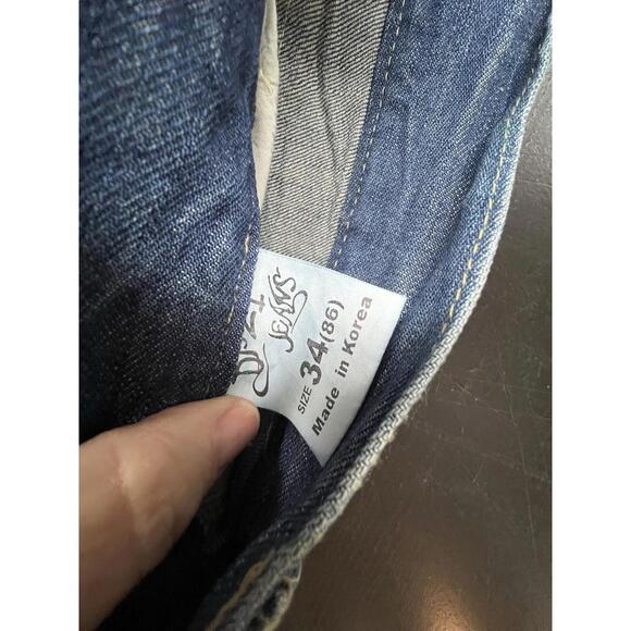 DP21JEANS Distressed Denim Embroidered Men's Jeans - Size 34 - Picture 5 of 9